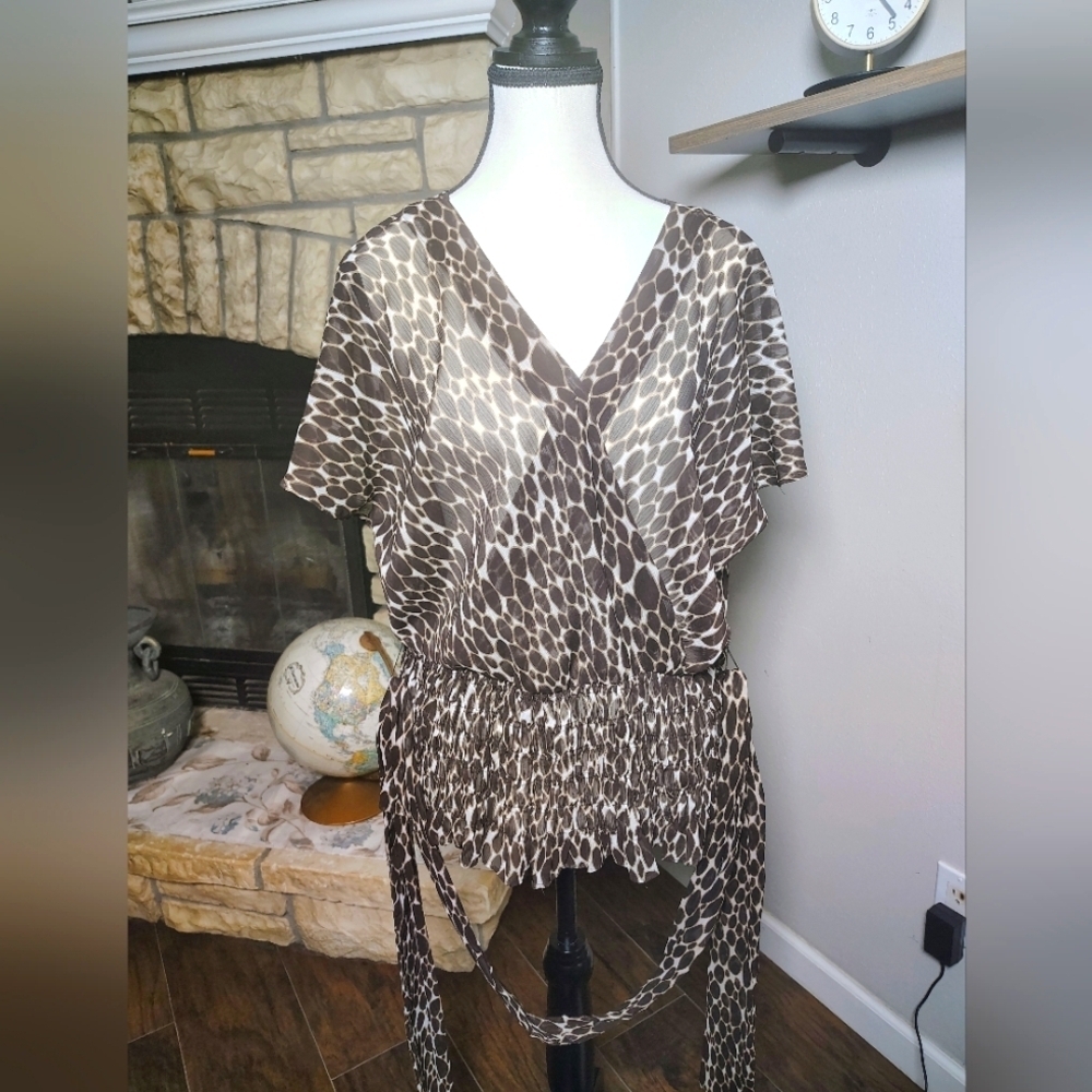 Worthington Brown and Cream Patterned Top
